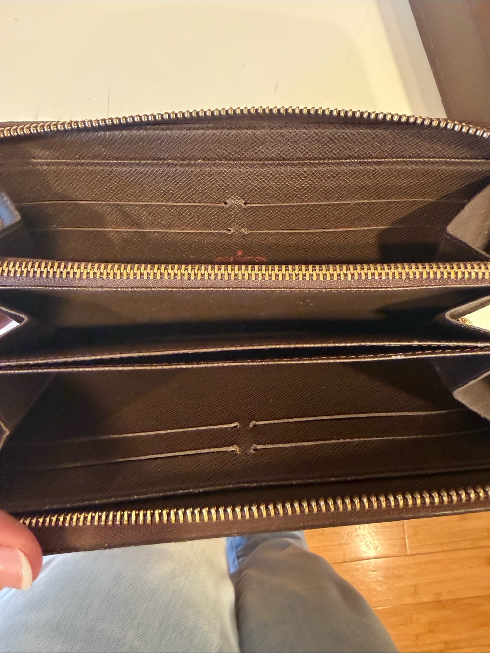 Louis Vuitton Damier Zip-Around Wallet in Dark and Light Brown - Picture 2 of 5